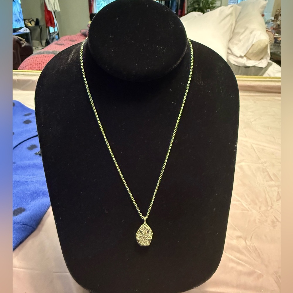 Vintage KENDRA SCOTT Catherine Platinum Drusy Necklace RARE Color-Gunmetal Grey - Picture 4 of 12